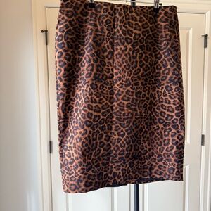Leopard Print Pencil Skirt Size 14 Animal Print Career Midi Skirt Lord & Taylor